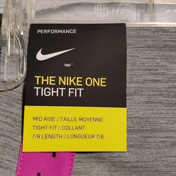 Women's Nike gray with pink tight fit 7/8 leggings NWT - Picture 7 of 10